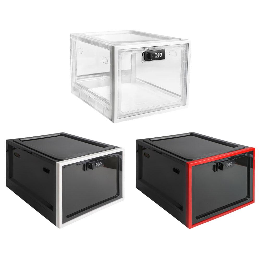 Clear Refrigerator Locking Storage Box for Food, Medicine, & More.