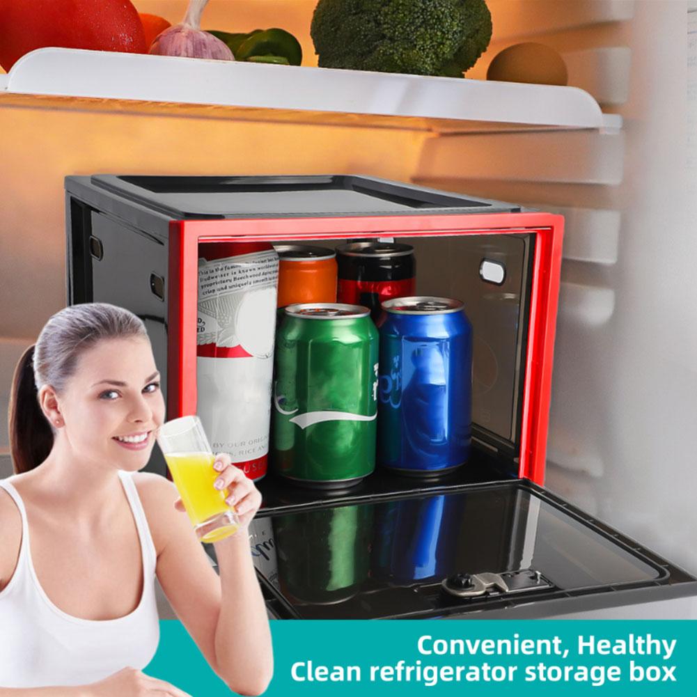 Clear Refrigerator Locking Storage Box for Food, Medicine, & More.