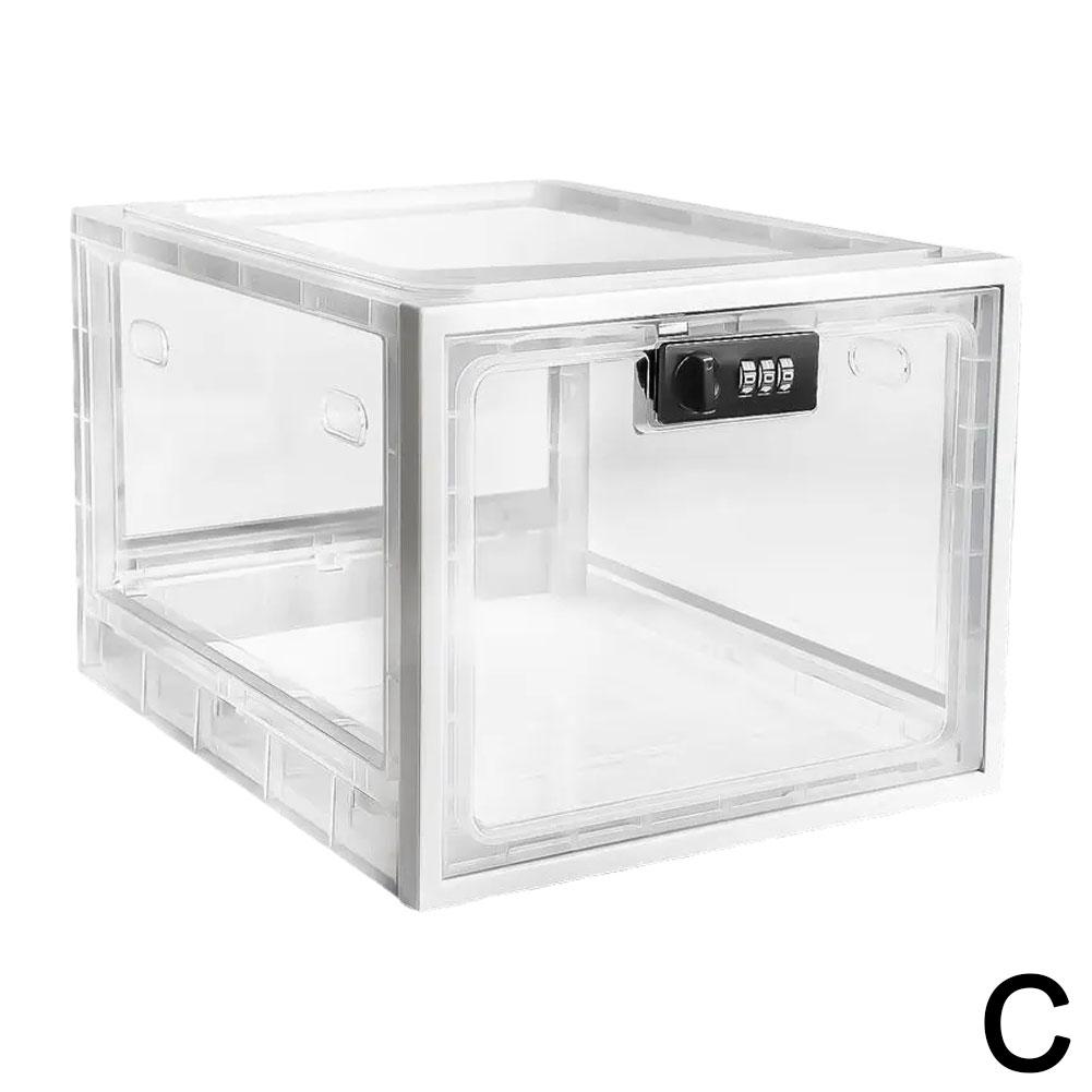 Clear Refrigerator Locking Storage Box for Food, Medicine, & More.