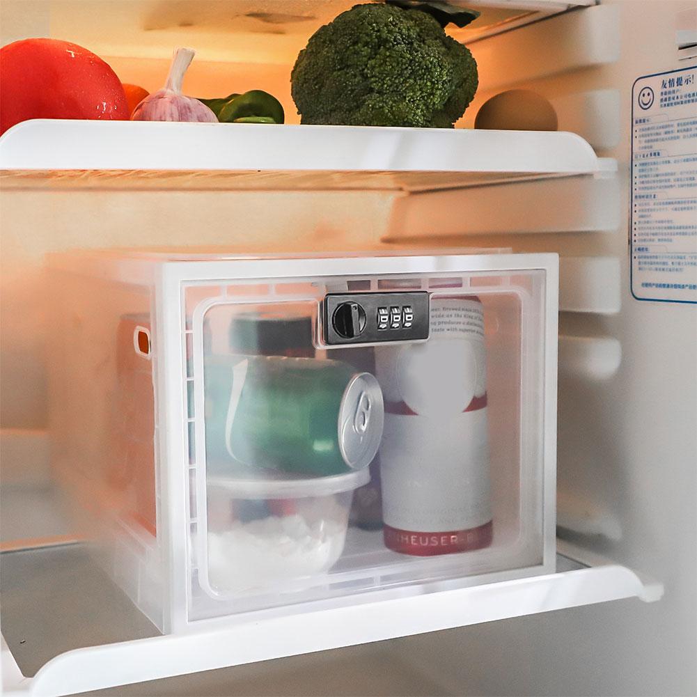 Clear Refrigerator Locking Storage Box for Food, Medicine, & More.