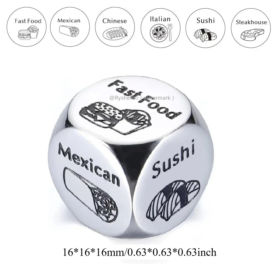 Stainless Steel Date Night Dice Set - Food Decision Dice for Couples