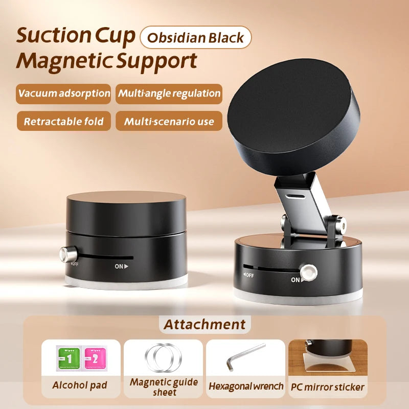Magnetic Phone Holder: Mini Foldable Suction Cup Mount for iPhone & Android