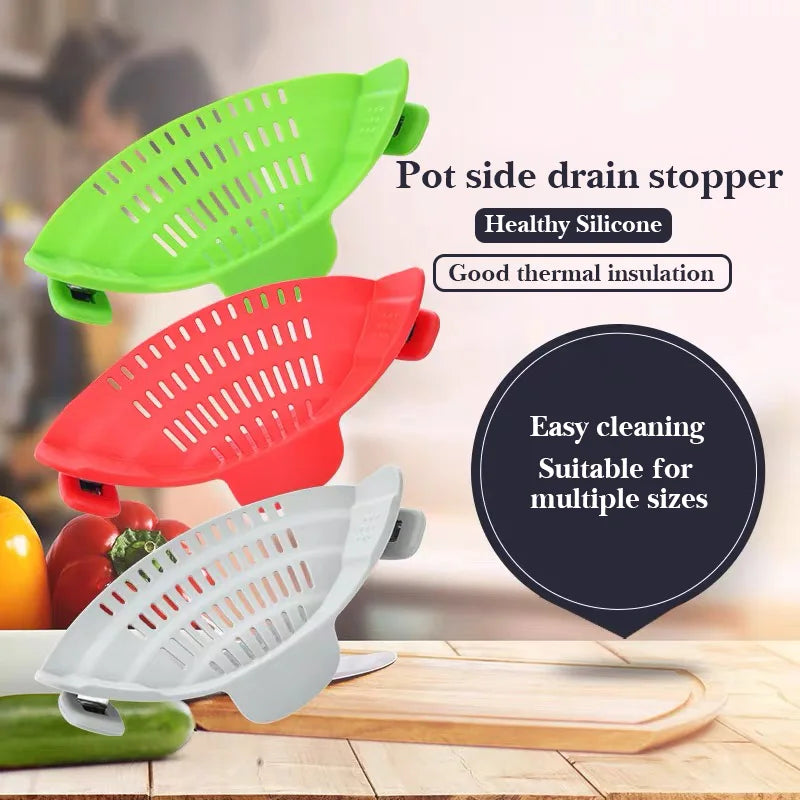 Quick-Clip Strainer: No-Spill Draining for Pots & Pans