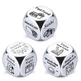 Stainless Steel Date Night Dice Set - Food Decision Dice for Couples