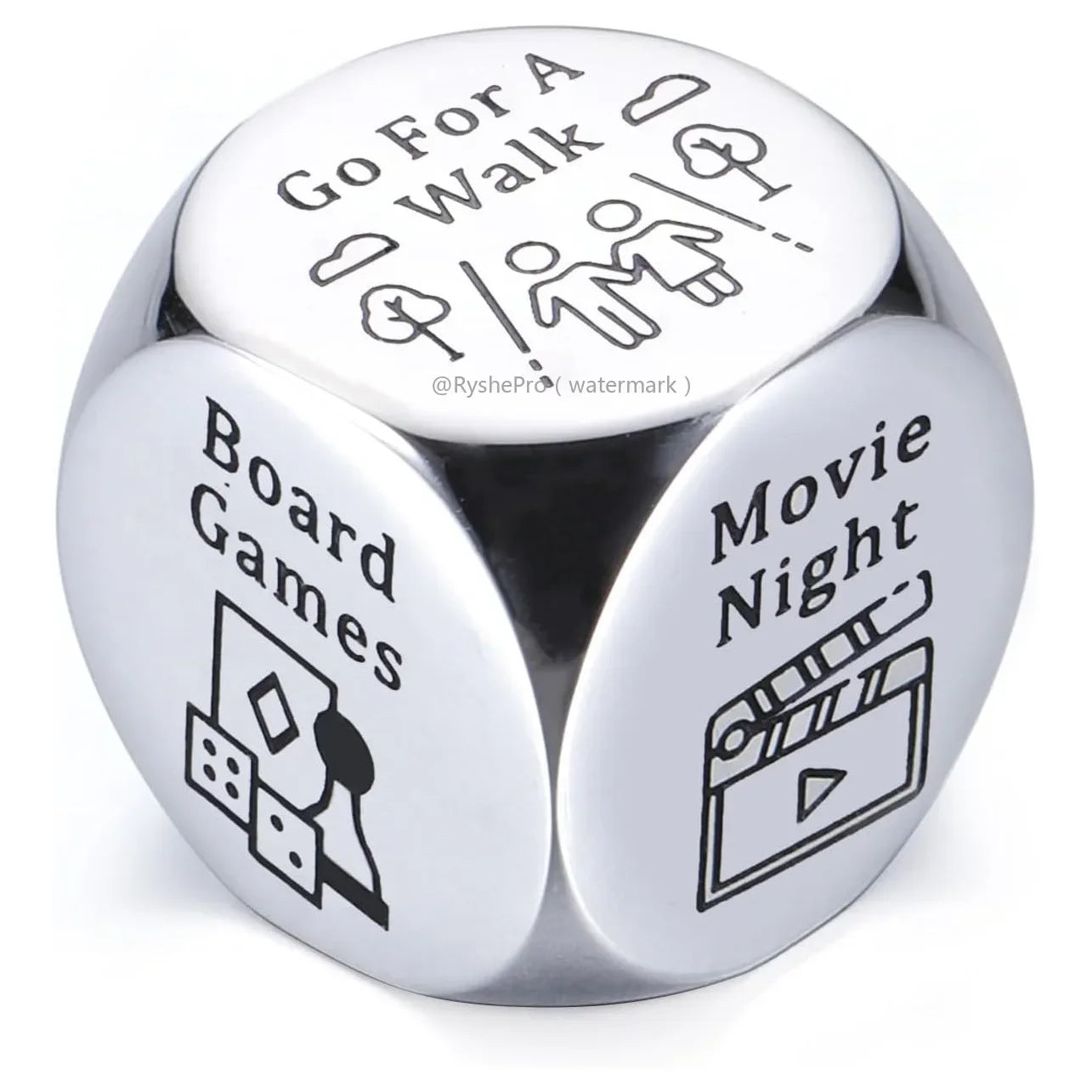 Stainless Steel Date Night Dice Set - Food Decision Dice for Couples