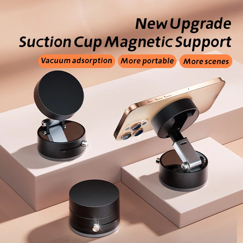 Magnetic Phone Holder: Mini Foldable Suction Cup Mount for iPhone & Android