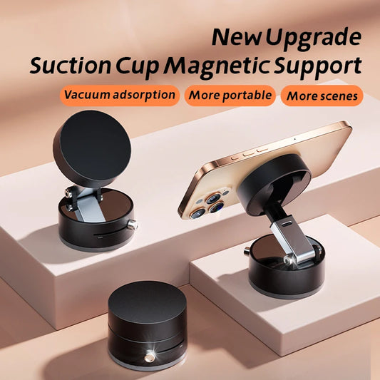 Magnetic Phone Holder: Mini Foldable Suction Cup Mount for iPhone & Android