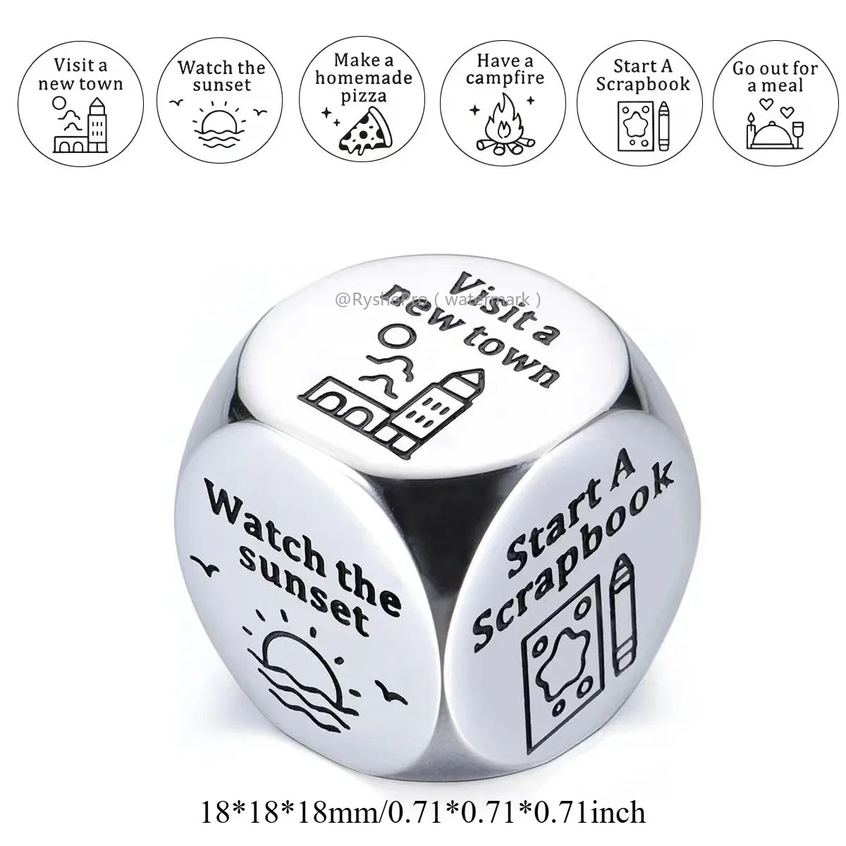 Stainless Steel Date Night Dice Set - Food Decision Dice for Couples