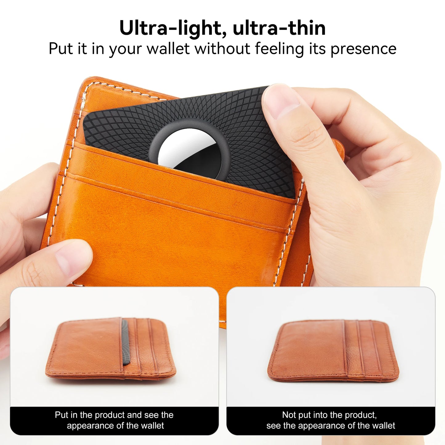 Apple AirTag Wallet Cases - 2 Pack, Card-Thin Design, GPS Tracker for Purse & Wallet