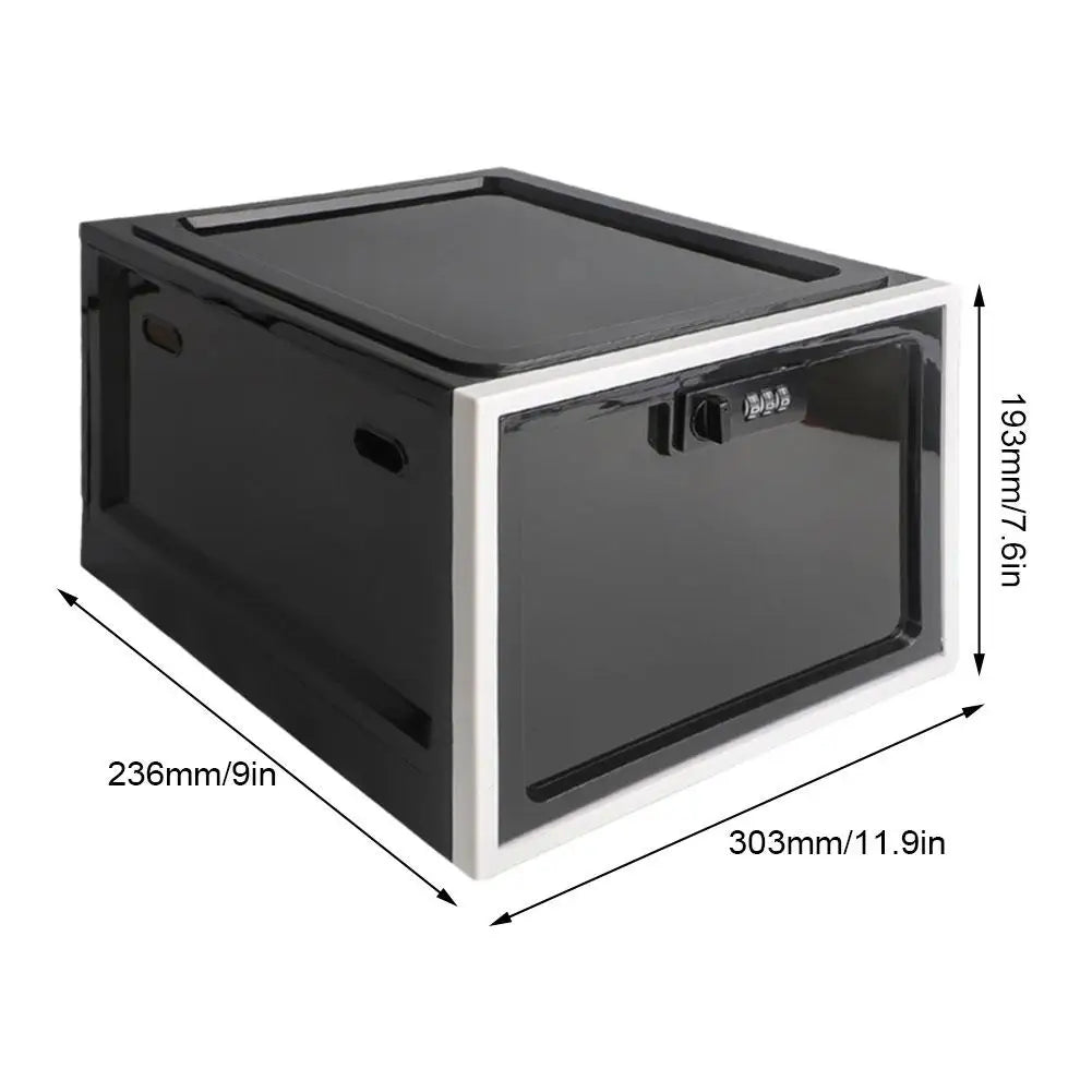Clear Refrigerator Locking Storage Box for Food, Medicine, & More.