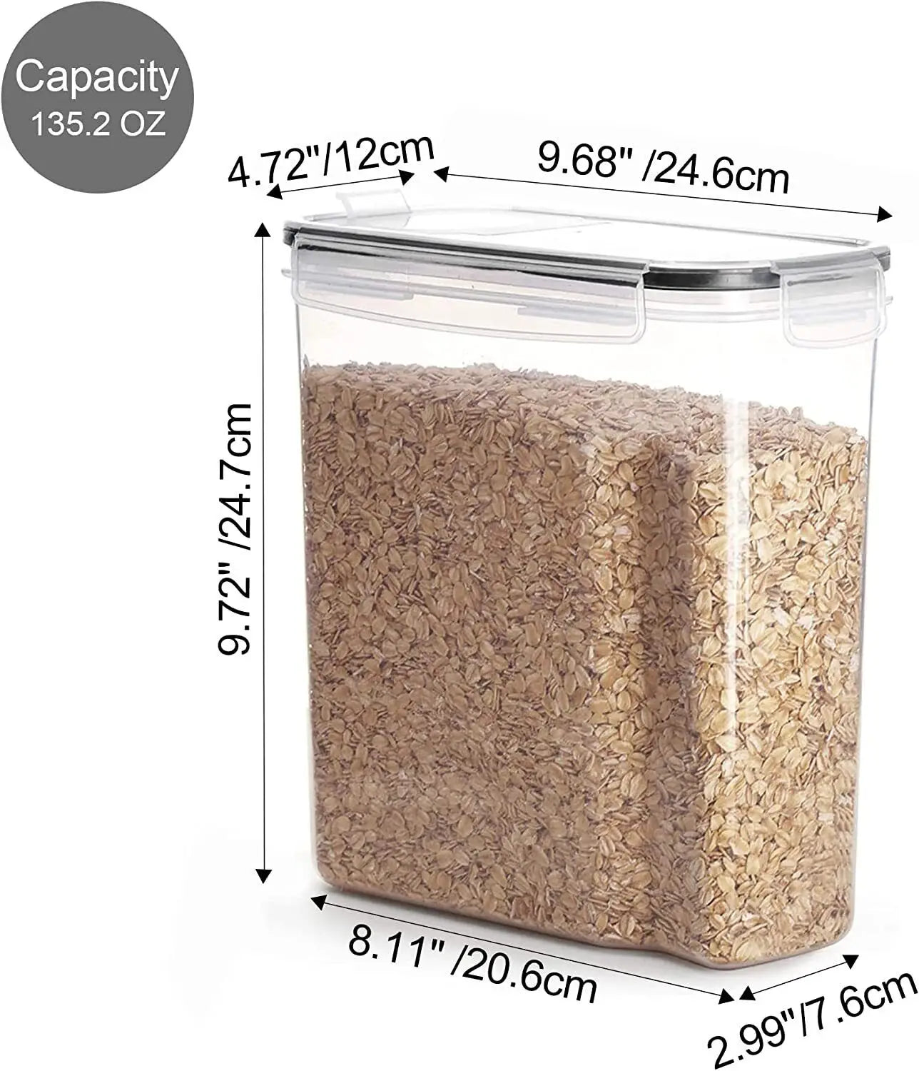 Dry Food Storage Containers, 4 Pack - Airtight Cereal Pantry Organizers