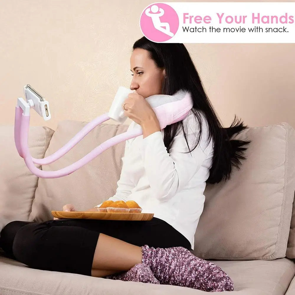 Hands-Free Memory Foam U-Shaped Neck Pillow with Phone & Tablet Holder