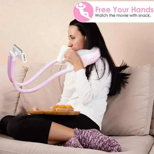 Hands-Free Memory Foam U-Shaped Neck Pillow with Phone & Tablet Holder