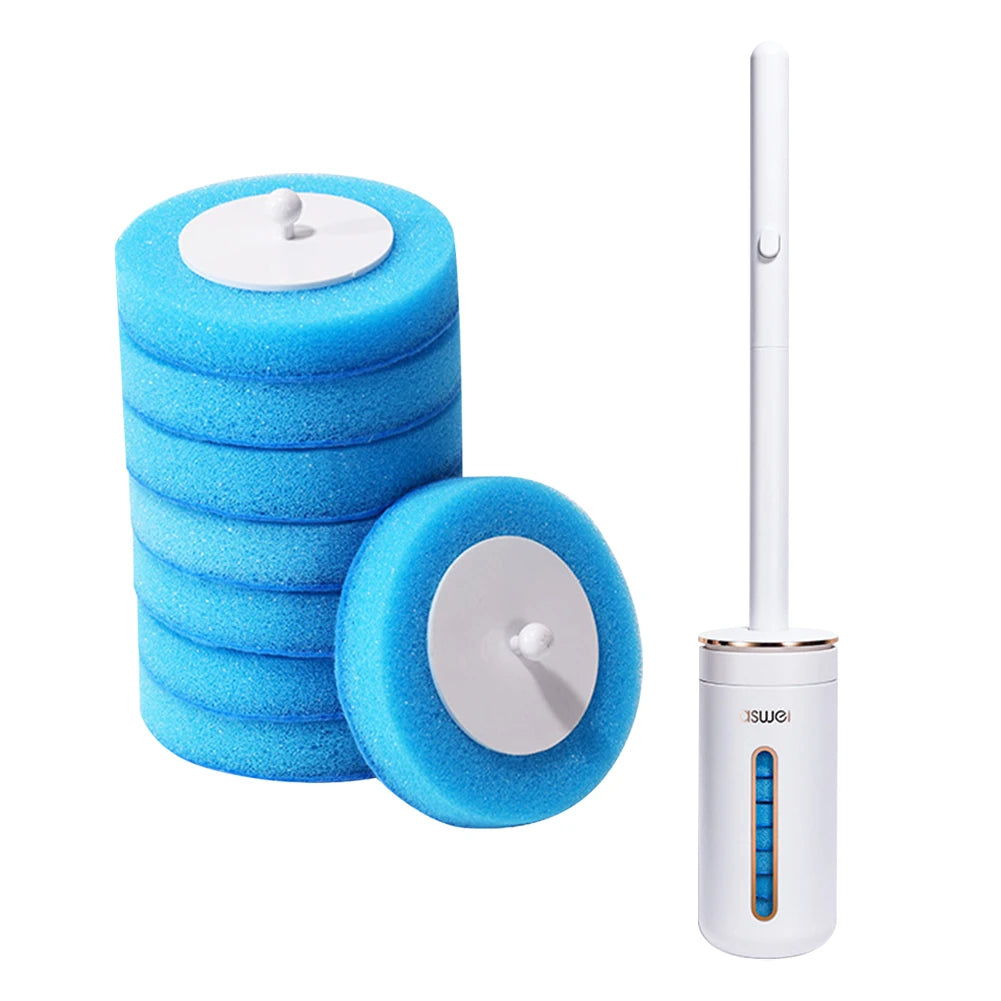 Wall-Mounted Toilet Brush with Long Handle – Eco-Friendly WC Cleaner with Disposable Brush Heads