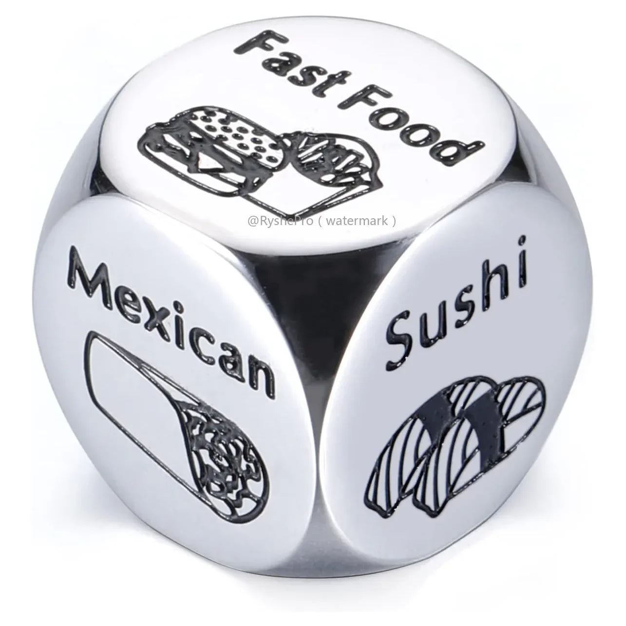 Stainless Steel Date Night Dice Set - Food Decision Dice for Couples