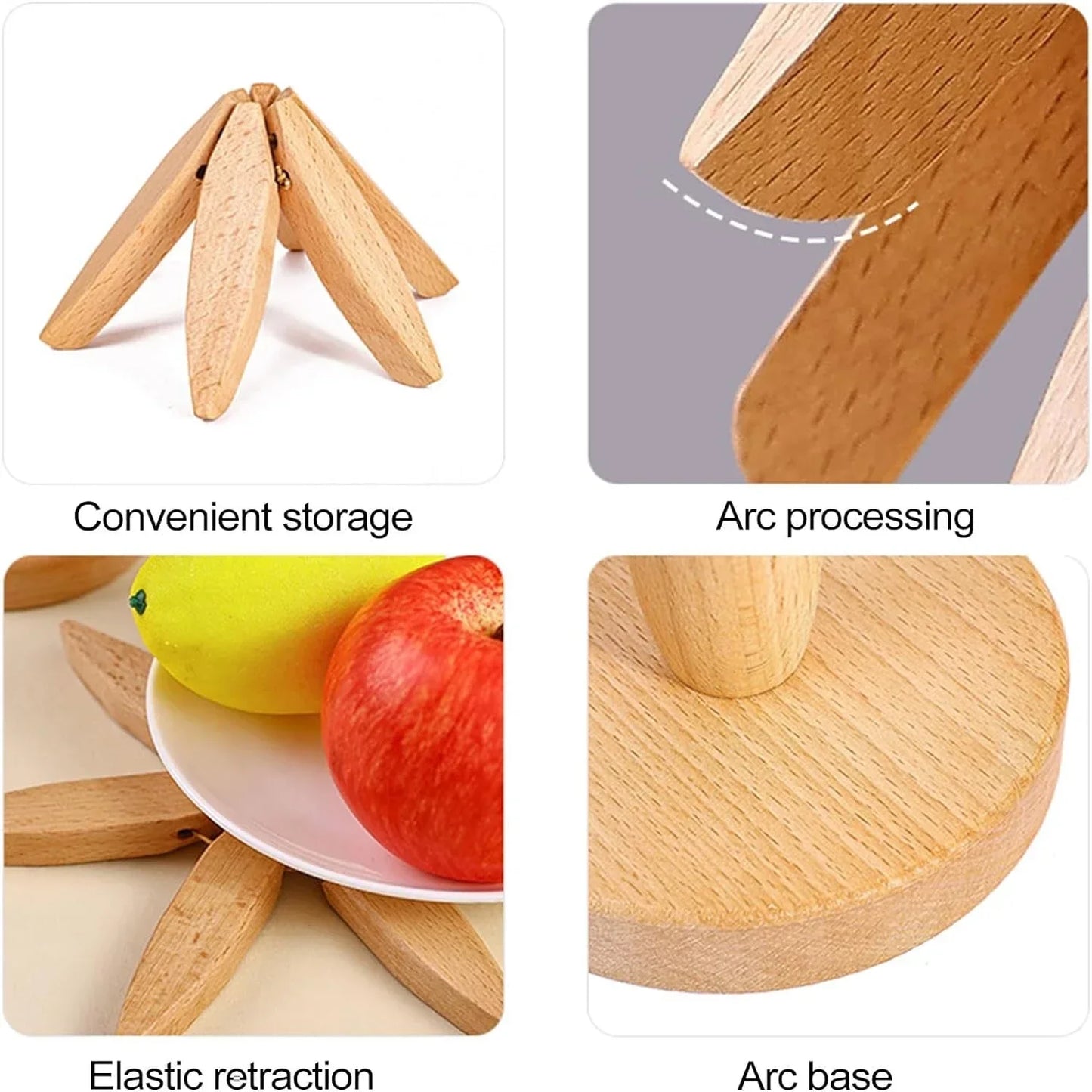 Folding Wooden Trivets, Tree Design, Heat-Resistant Coasters (Set of 3)