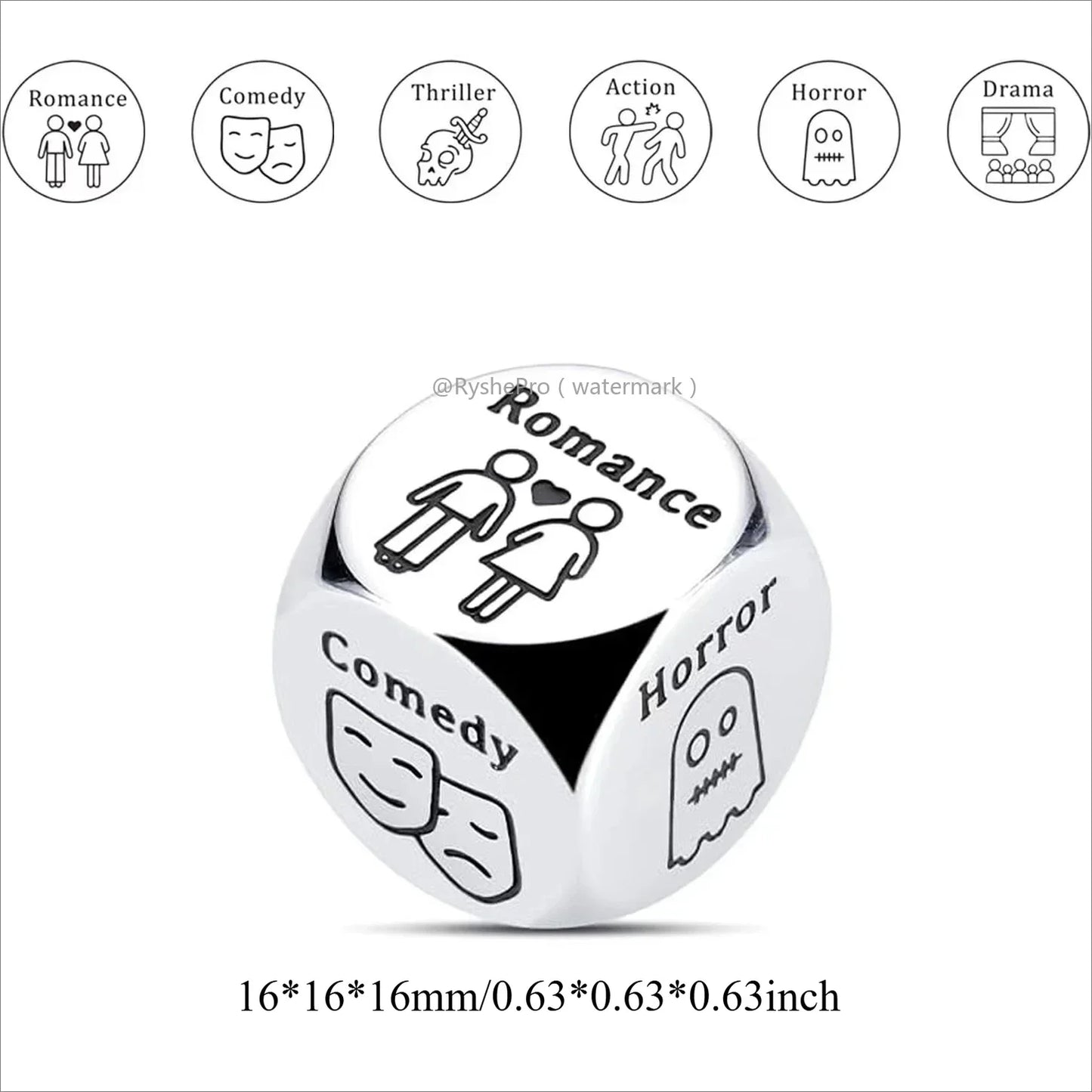 Stainless Steel Date Night Dice Set - Food Decision Dice for Couples