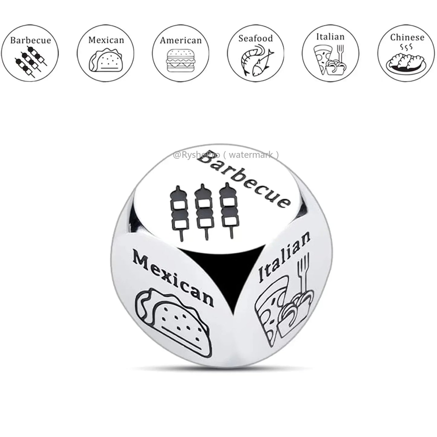 Stainless Steel Date Night Dice Set - Food Decision Dice for Couples