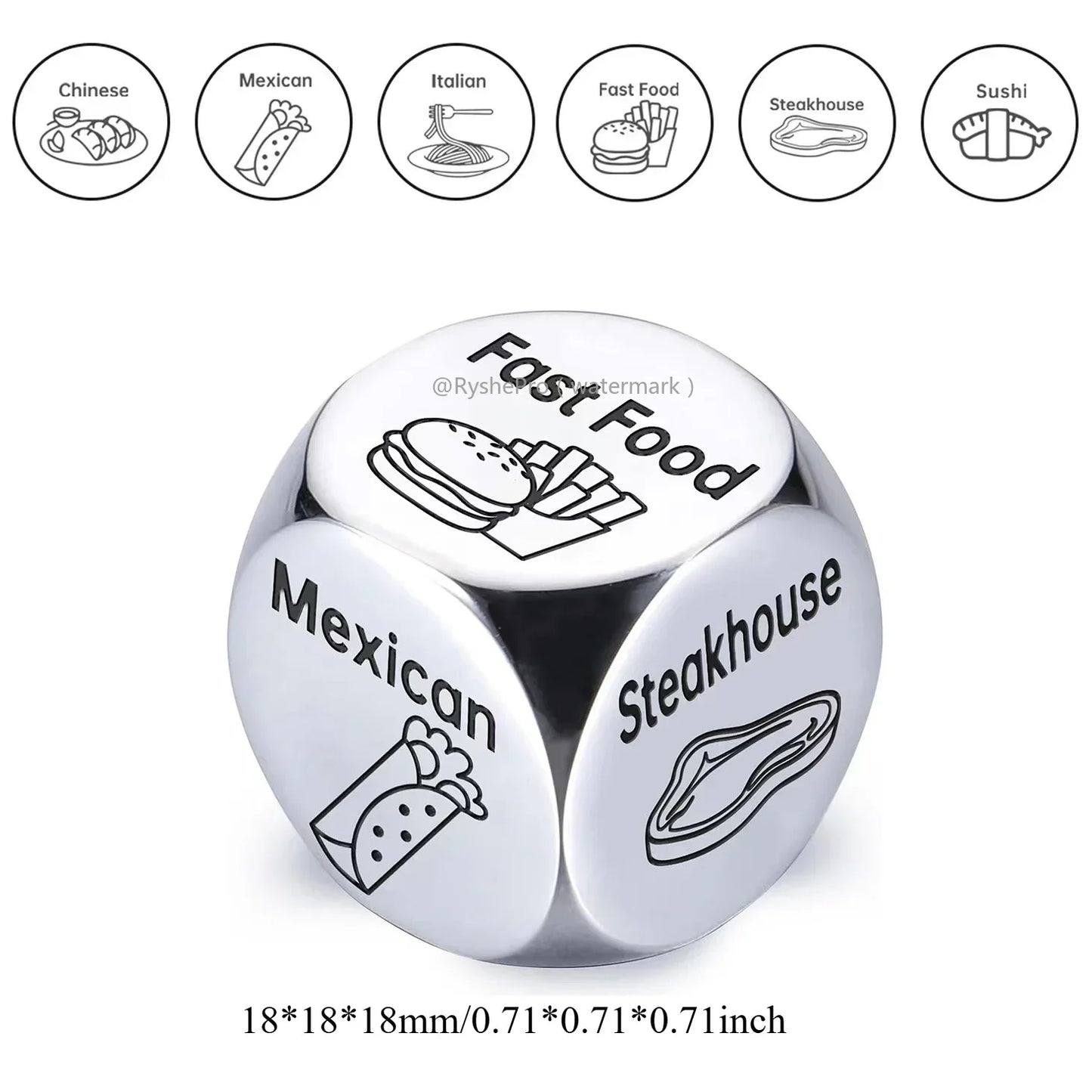 Stainless Steel Date Night Dice Set - Food Decision Dice for Couples