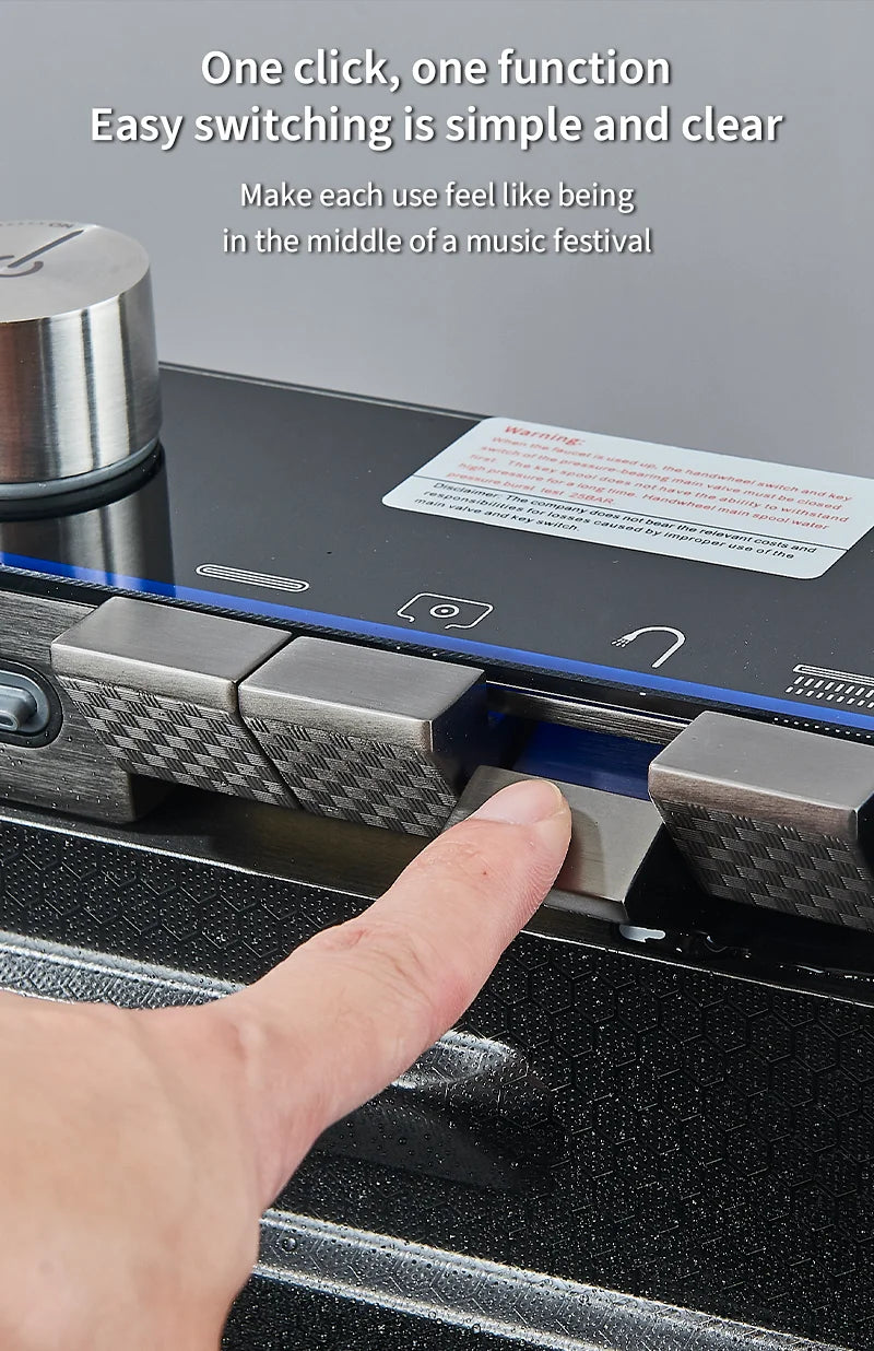 Large Stainless Steel Waterfall Kitchen Sink with Digital Faucet, Soap Dispenser & Cup Washer