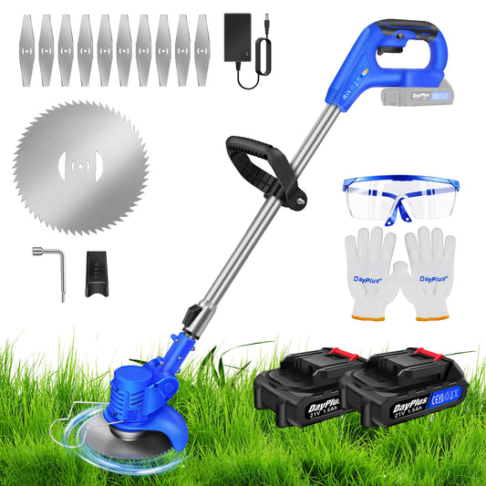21V Cordless Grass Trimmer Set | 2 Batteries, Weed/Hedge Cutter
