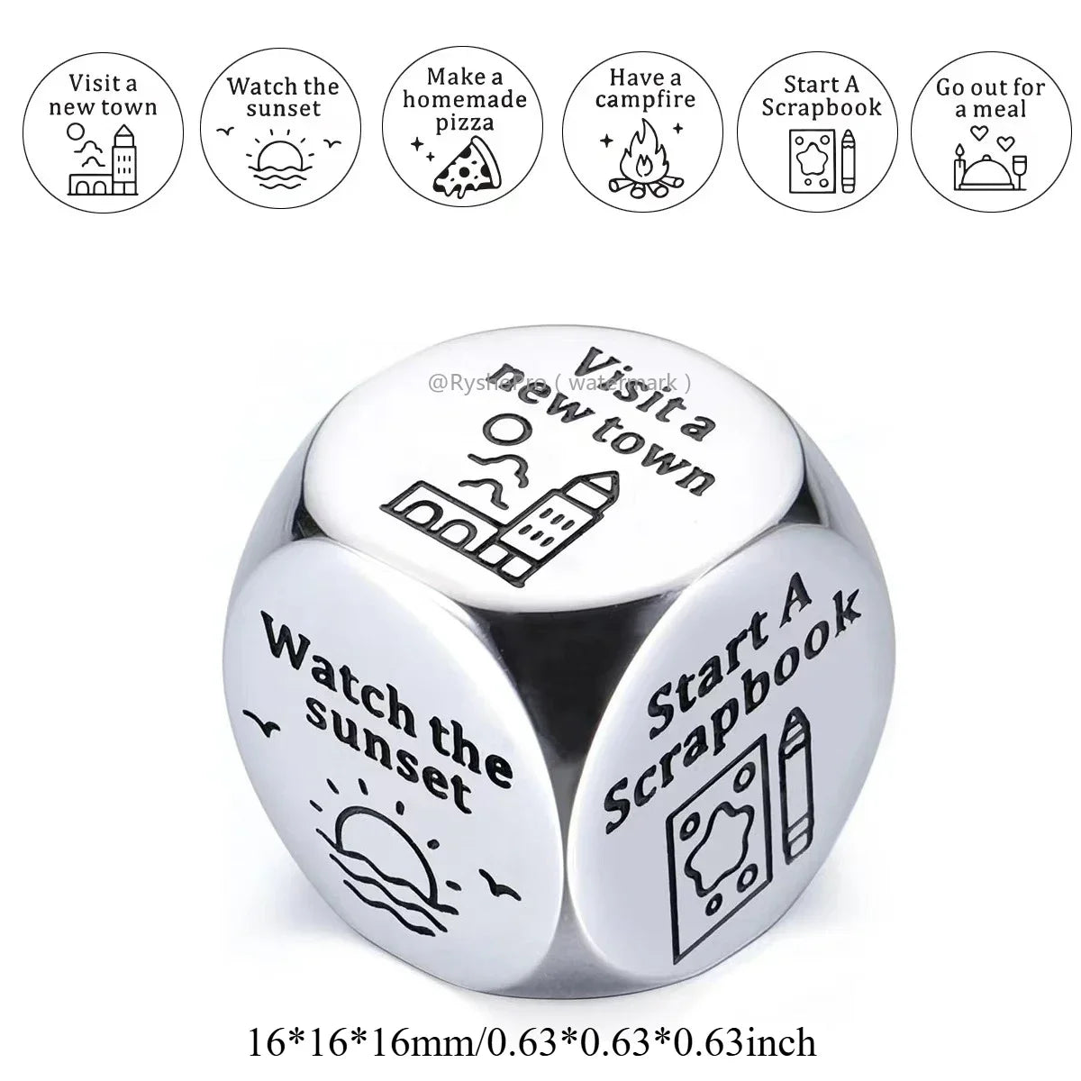 Stainless Steel Date Night Dice Set - Food Decision Dice for Couples