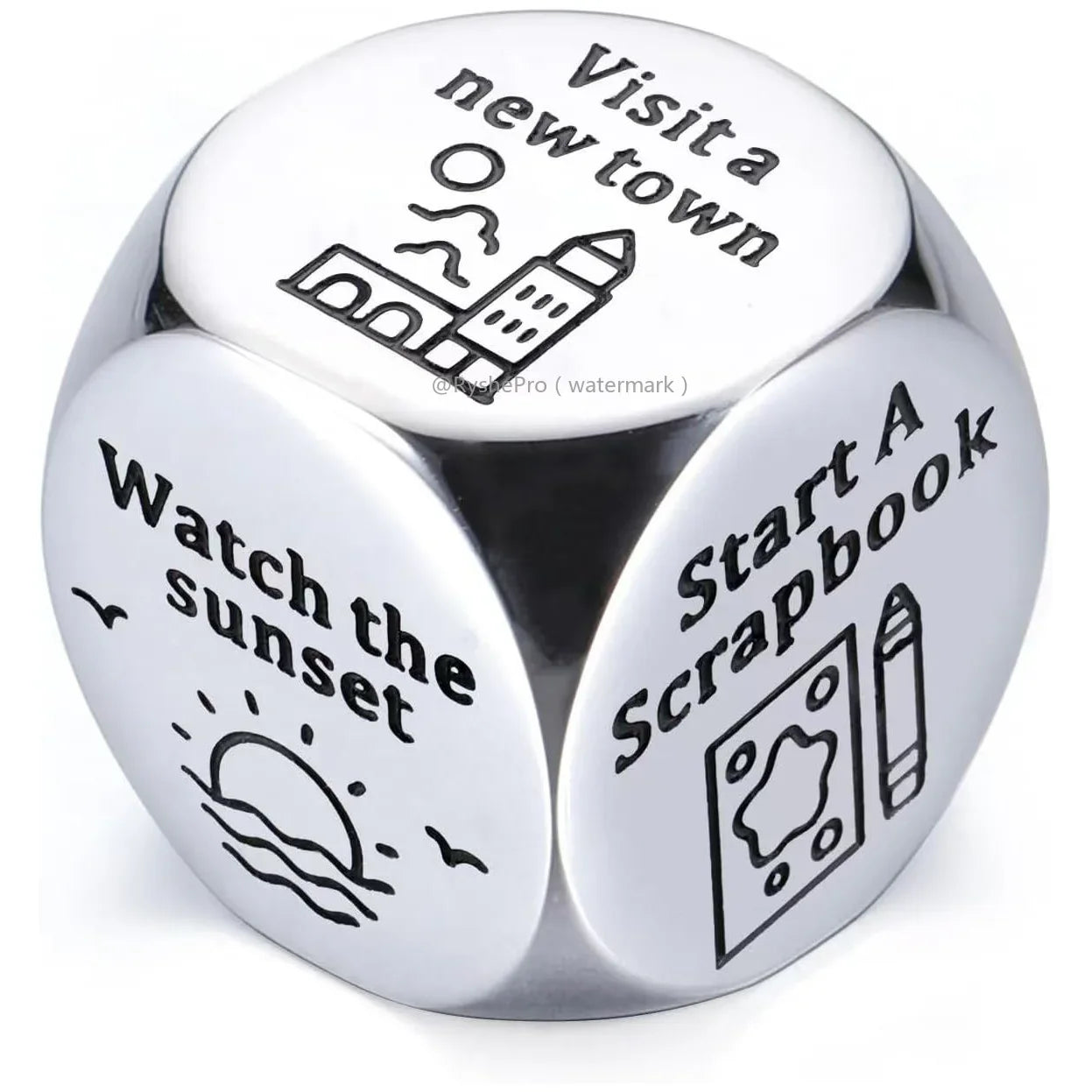 Stainless Steel Date Night Dice Set - Food Decision Dice for Couples