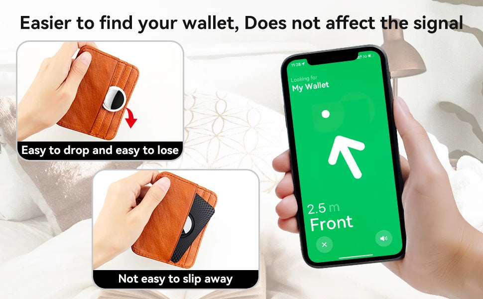 Apple AirTag Wallet Cases - 2 Pack, Card-Thin Design, GPS Tracker for Purse & Wallet