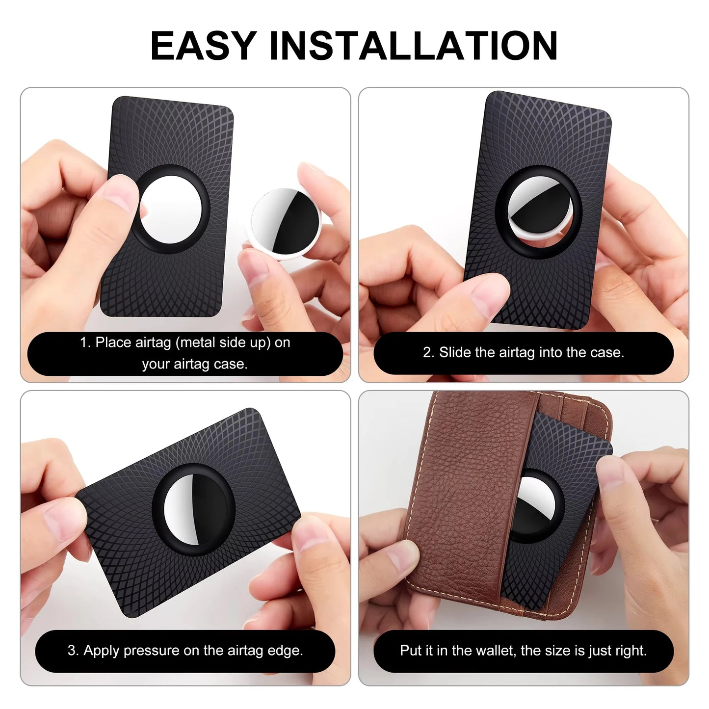 Apple AirTag Wallet Cases - 2 Pack, Card-Thin Design, GPS Tracker for Purse & Wallet