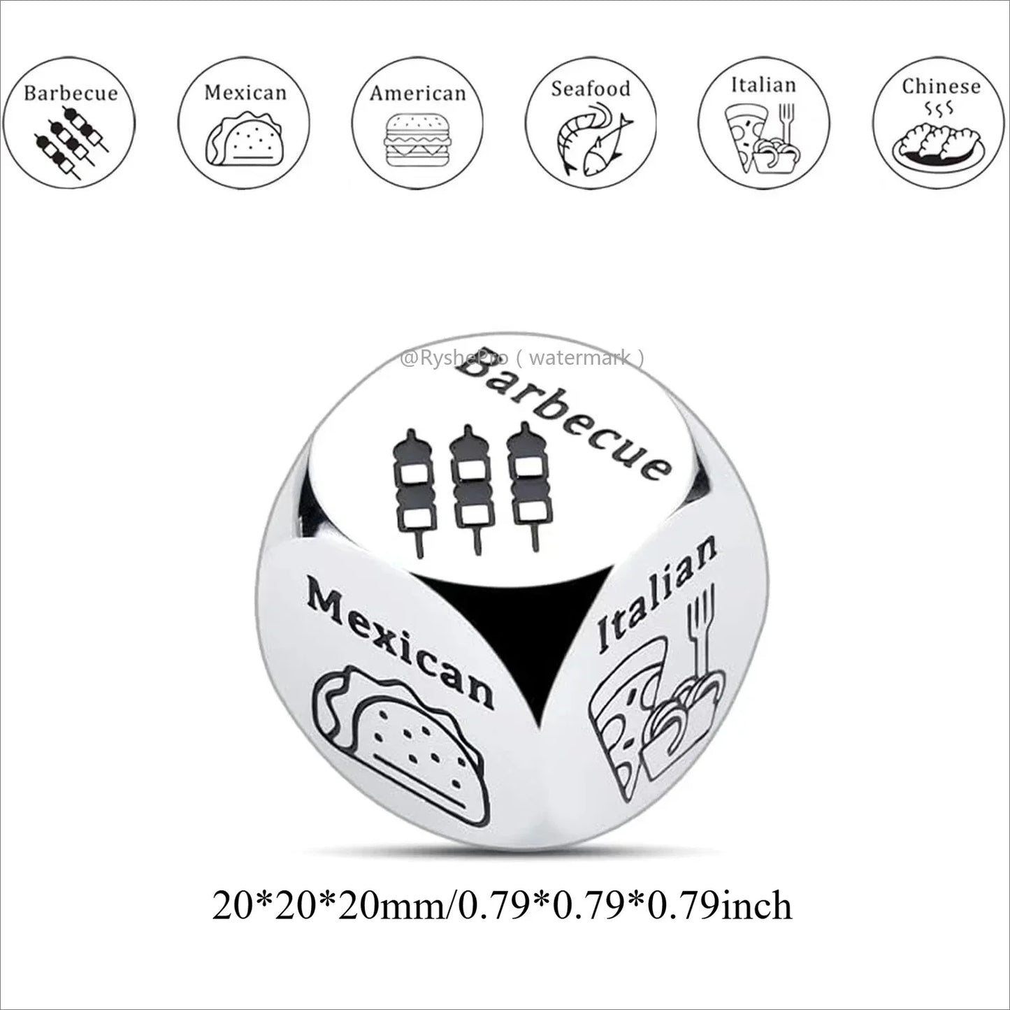 Stainless Steel Date Night Dice Set - Food Decision Dice for Couples