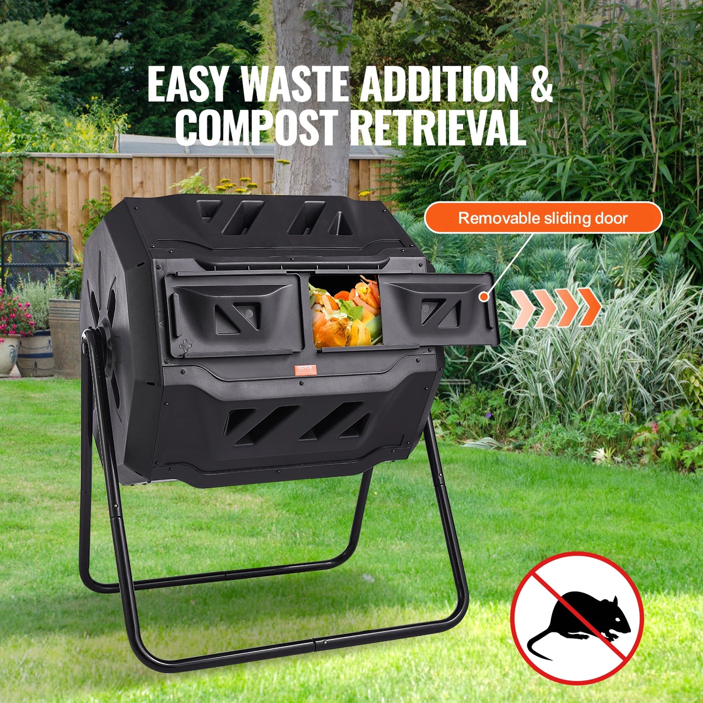 Dual Chamber Compost Tumbler, 18.5, 37 or 43 Gallon, VEVOR - BPA-Free Outdoor Compost Bin for Garden