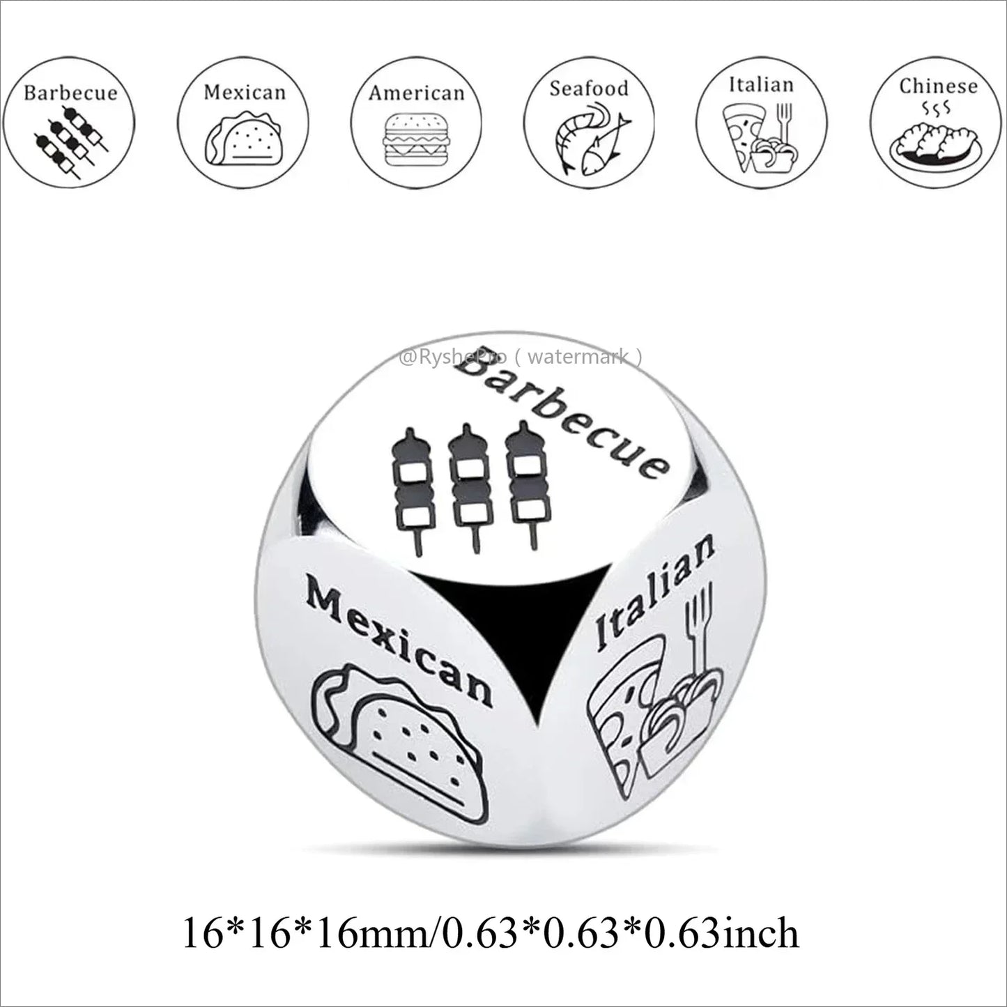 Stainless Steel Date Night Dice Set - Food Decision Dice for Couples