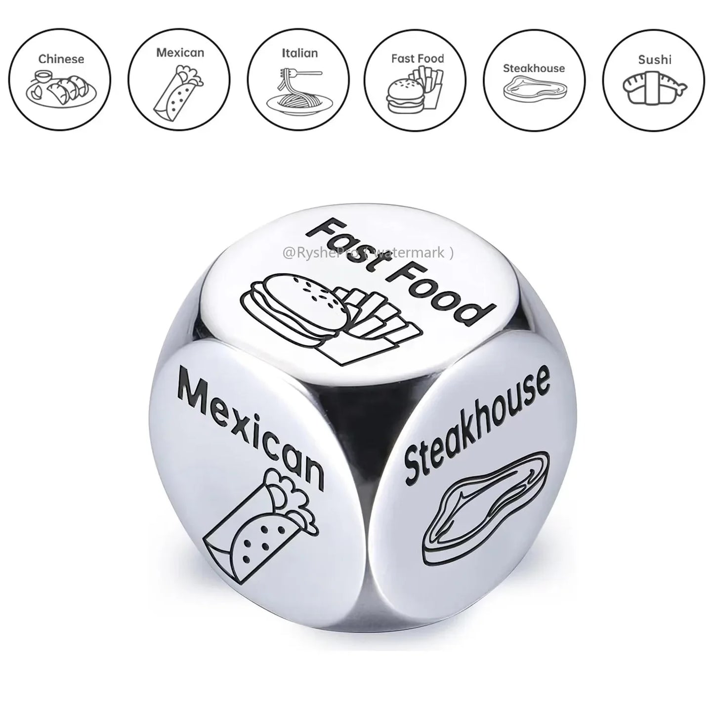 Stainless Steel Date Night Dice Set - Food Decision Dice for Couples