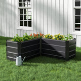 L-Shaped Metal Raised Garden Bed, Charcoal Black, Outdoor Planter