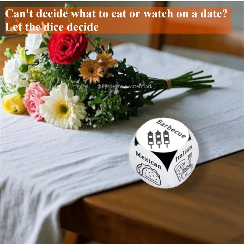 Stainless Steel Date Night Dice Set - Food Decision Dice for Couples