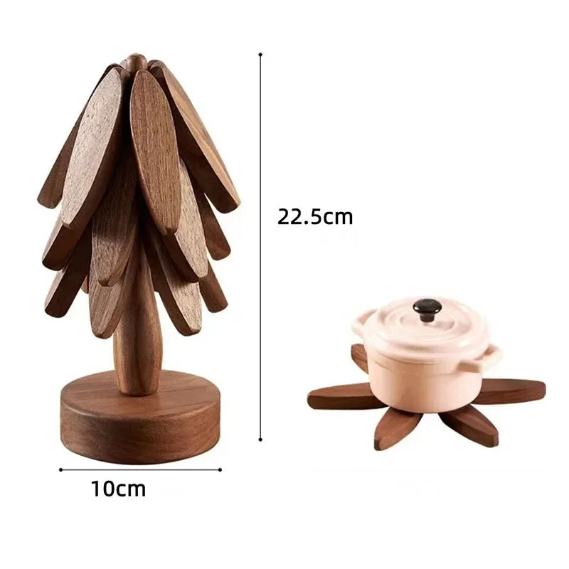 Folding Wooden Trivets, Tree Design, Heat-Resistant Coasters (Set of 3)