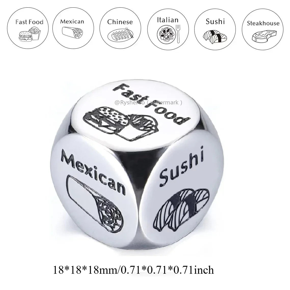 Stainless Steel Date Night Dice Set - Food Decision Dice for Couples