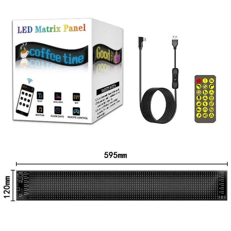 Bright LED Pixel Sign: Scrolling, Flexible, App-Controlled - Perfect for Cars & More!