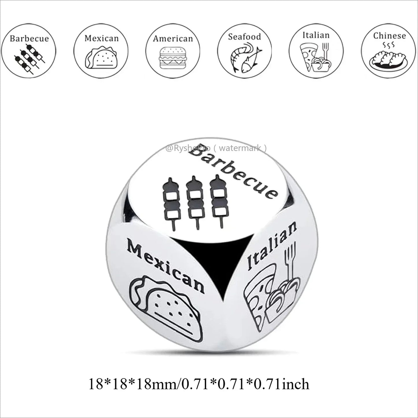 Stainless Steel Date Night Dice Set - Food Decision Dice for Couples