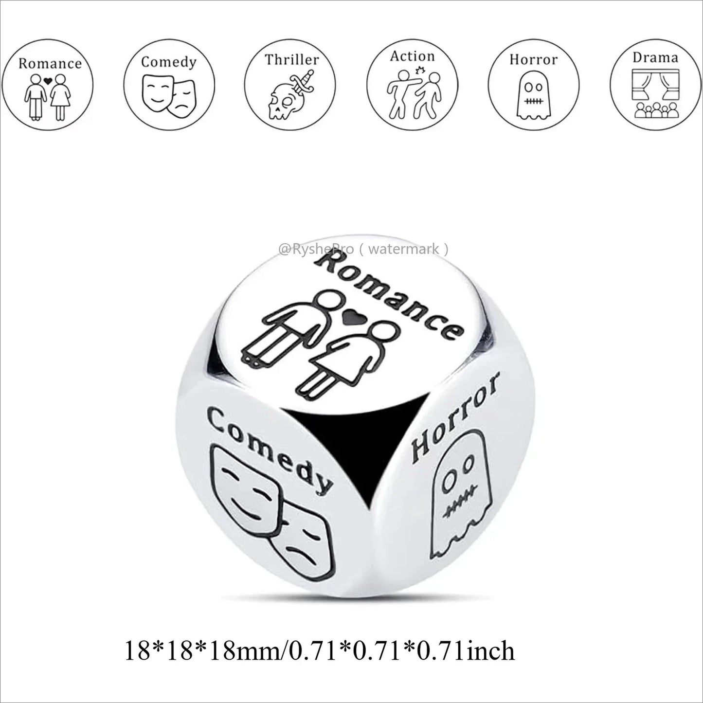 Stainless Steel Date Night Dice Set - Food Decision Dice for Couples