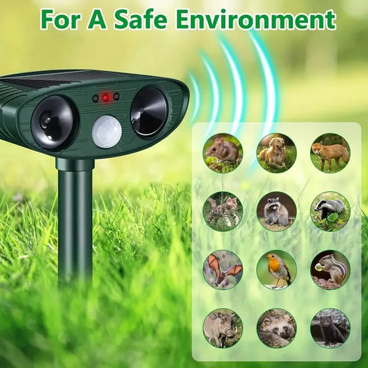 Solar Motion Activated Animal Repeller - Waterproof Outdoor Pest Control