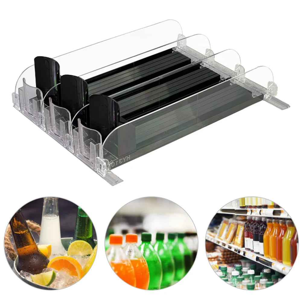 Adjustable Fridge Can Organizer with Spring-Loaded Dispenser
