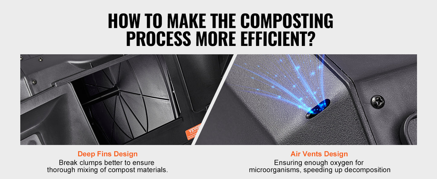 Dual Chamber Compost Tumbler, 18.5, 37 or 43 Gallon, VEVOR - BPA-Free Outdoor Compost Bin for Garden