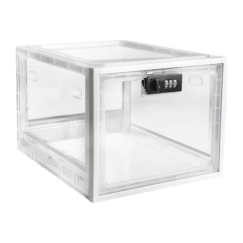 Clear Refrigerator Locking Storage Box for Food, Medicine, & More.