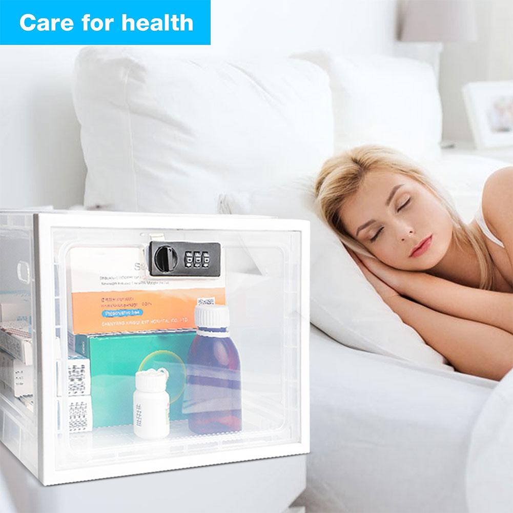 Clear Refrigerator Locking Storage Box for Food, Medicine, & More.