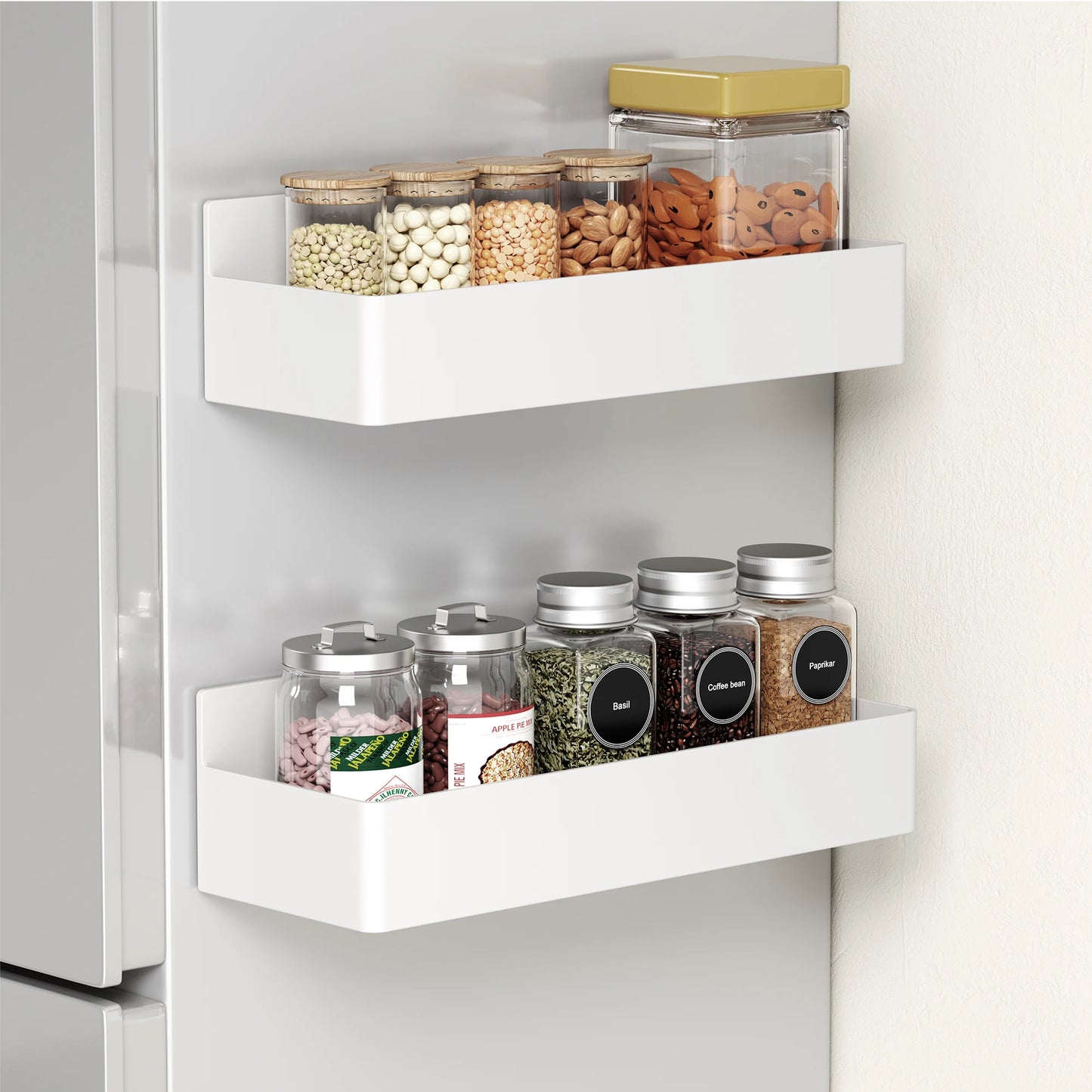 Magnetic 2-Tier Fridge, Microwave, Washing Machine & Dryer Shelf - Black & White