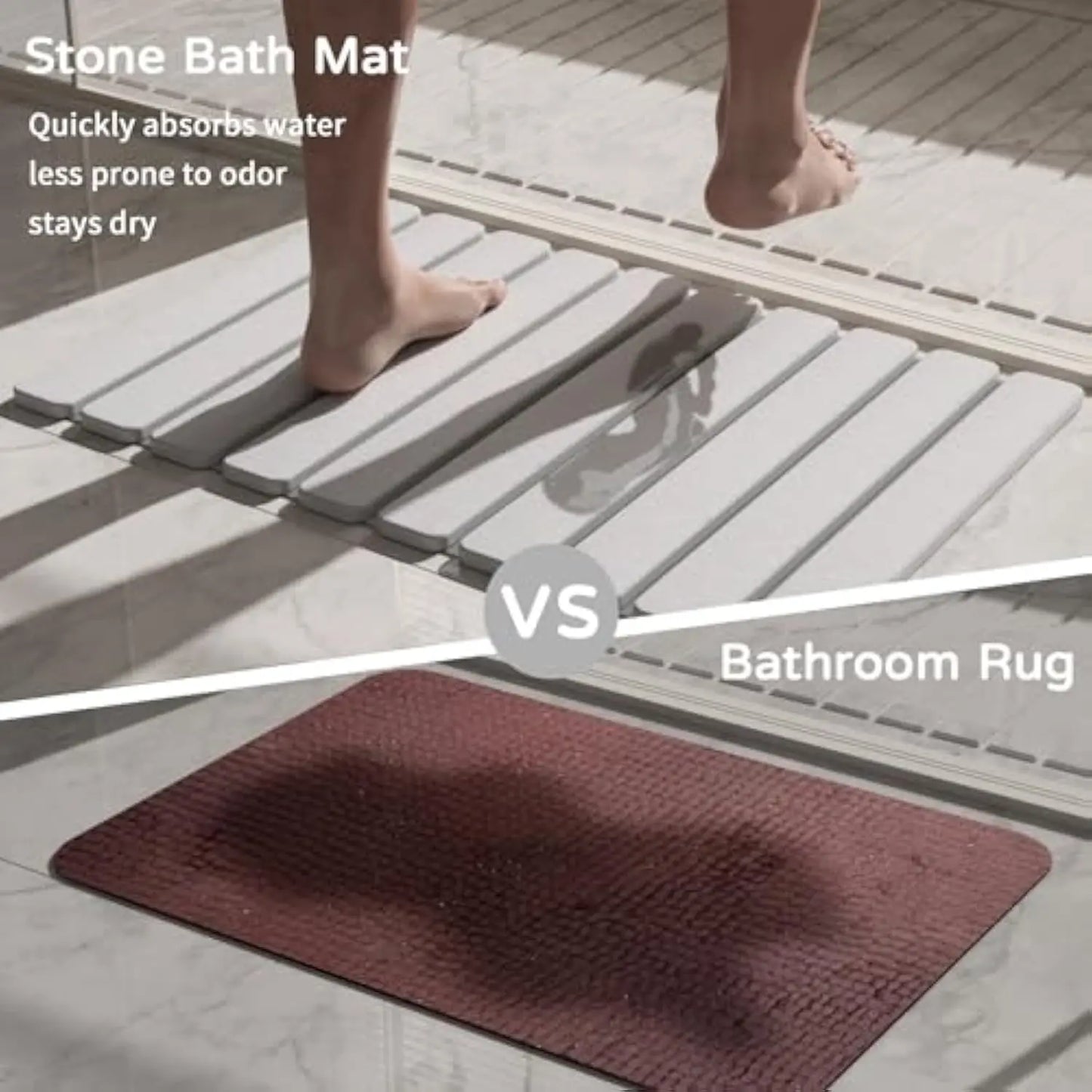 Quick Dry Stone Bathroom Mat Luxury Foldable Bathroom Rug Super Absorbent Bath Mats Non Slip Diatomaceous Earth Diatomite Mat