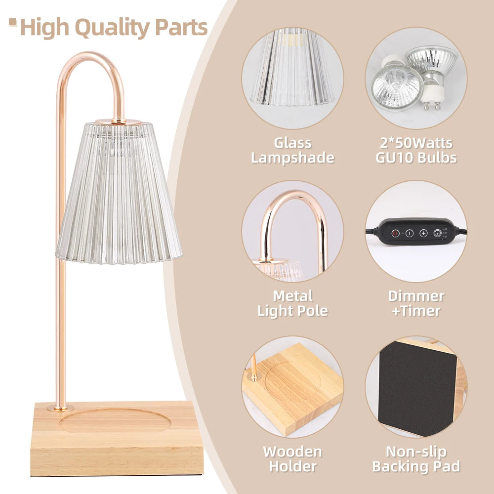 Candle Warmer Lamp Aromatherapy Retro Melting Wax Lamp with Timer Scent Candle Melt Lantern for Home Bedroom Modern Decoration