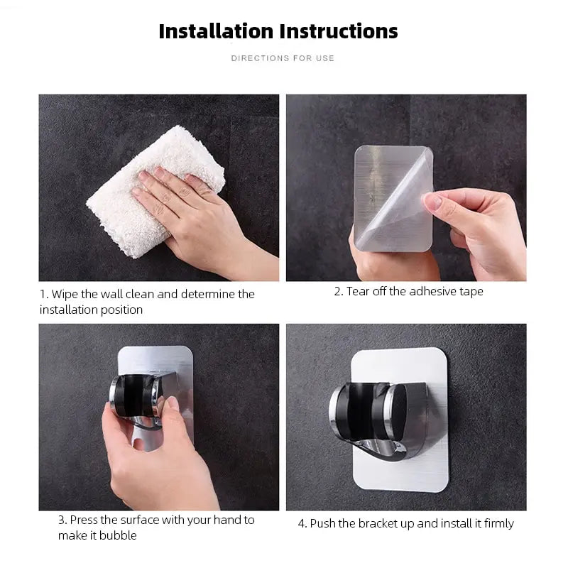 Universal Wall-Mounted Showerhead Holder – Punch-Free Adjustable Self-Adhesive Bathroom Bracket