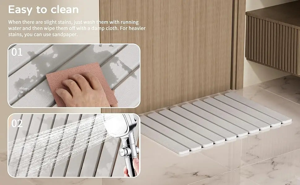 Quick Dry Stone Bathroom Mat Luxury Foldable Bathroom Rug Super Absorbent Bath Mats Non Slip Diatomaceous Earth Diatomite Mat